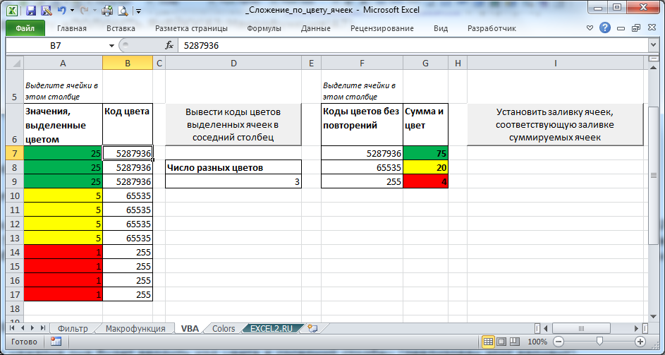 Изменение цвета ячейки MS Excel, в зависимости от значения